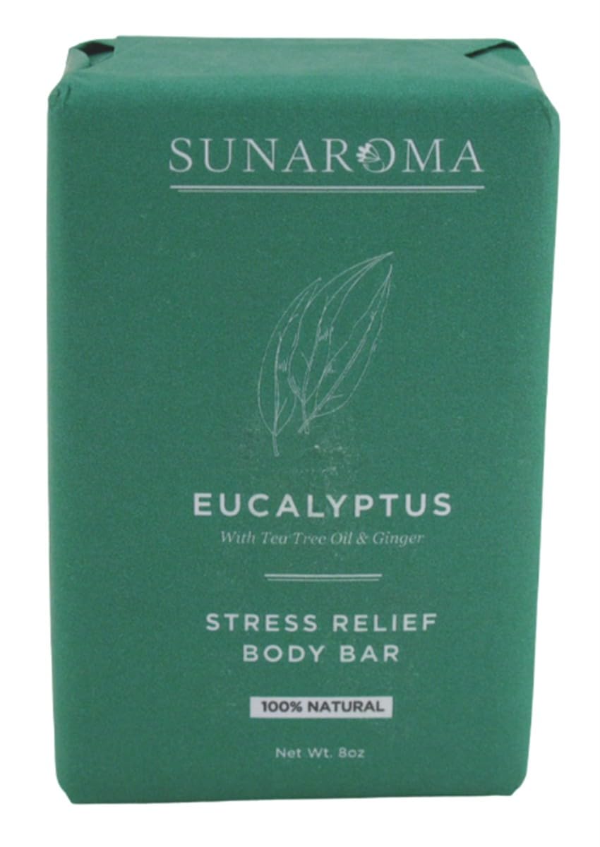 Sunaroma Soap Bar Eucalyptus With Tea Tree + Ginger 8 Ounce (2 Pack)