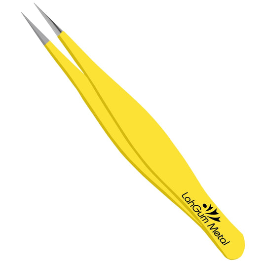 LahGum Metal Ultra Fine Sharp Pointed Tweezers Precision, Needle Nose Pointy Tweezers for Ingrown Hair Removal Kit, Yellow, 1-Piece Beauty and Personal Care LahGum Metal