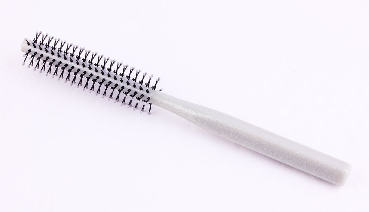 PERFEHAIR Small Mini Plastic Round Hair Styling Brush with Nylon Bristle for Short Hair Blow Drying, 1 Inch Diameter Barrel
