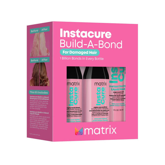 Matrix Instacure Build-A-Bond Mini Trial Kit for Damaged Hair - Shampoo, Conditioner, and Mask Set,Repairs & Strengthens Hair with 1 Billion Bonds Per