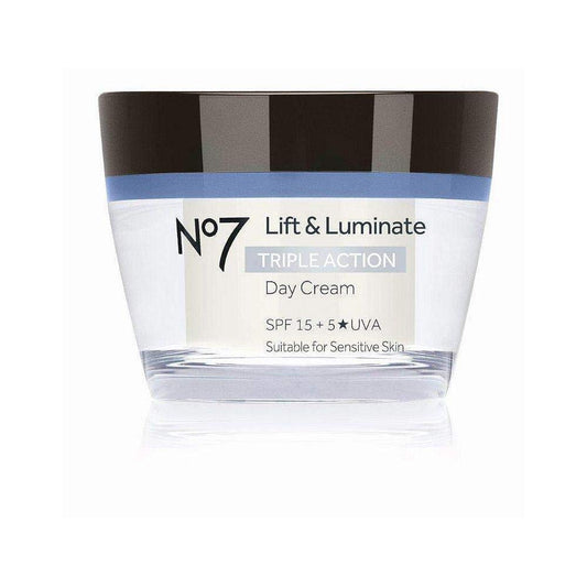 No7 Lift & Luminate Triple Action Day Cream SPF 30 - Broad Spectrum Anti Aging Face Cream - Hydrating Hibiscus Peptides & Hyaluronic Acid +