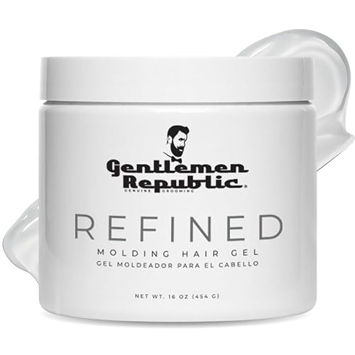 Gentlemen Republic 16oz Refined Hair Gel for Men - Premium Men's Hair Styling Product, 24 Hour High Hold & Shine. No Beeswax, Alcohol, or Parabens