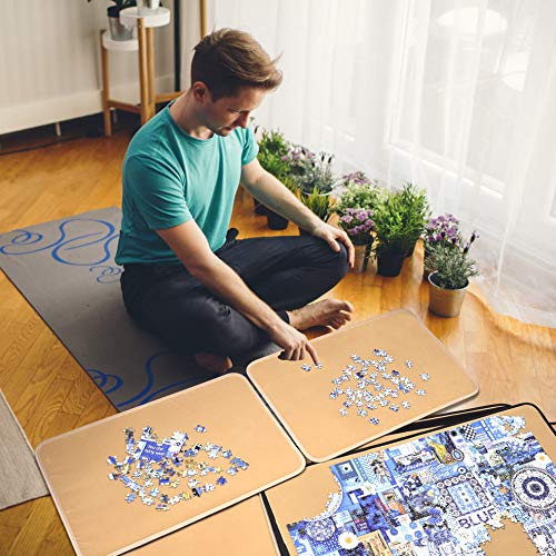 1500 Piece Jigsaw Puzzle Board – Portable Puzzle Table with Sorting Trays, Detachable Board & Non-Slip Surface, Puzzle Keeper Caddy