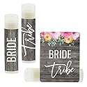 Andaz Press Bridal Shower Bachelorette Party Lip Balm Party Favors, Florals On Gray Rustic Wood, Bride Tribe, Bridesmaid Lip Gloss 12-Pack Lip Balm