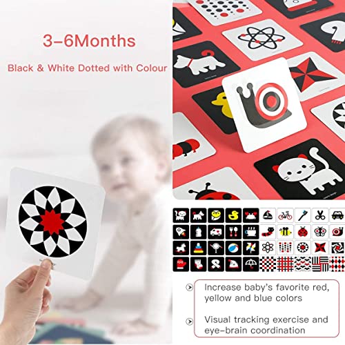 beiens High Contrast Baby Flashcards – 80 Double-Sided Visual Stimulation Cards for Newborns & Infants 0–36 Months, 5.5"x5.5", Learning Toy Gift