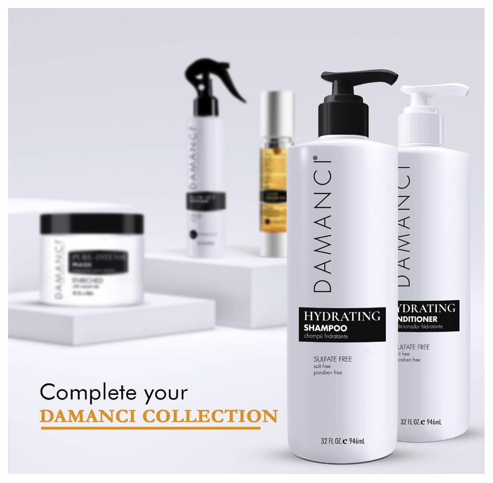 Damanci Hydrating Shampoo and Conditioner Duo, Sulfate Free Shampoo and Conditioner for Dry Hair, with Keratin and Collagen, Paraben and Salt Free
