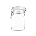 Bormioli Rocco Clear Glass Storage Jars: Airtight Hinged Lid With Leak Proof Gasket, Wide Mouth Canister Kitchen Food Container - For Zero Waste Air…