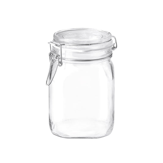 Bormioli Rocco Clear Glass Storage Jars: Airtight Hinged Lid With Leak Proof Gasket, Wide Mouth Canister Kitchen Food Container - For Zero Waste Air…