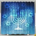 Afagahahs Shower Curtain Happy Hanukkah Curtain ES 72 x 72 in