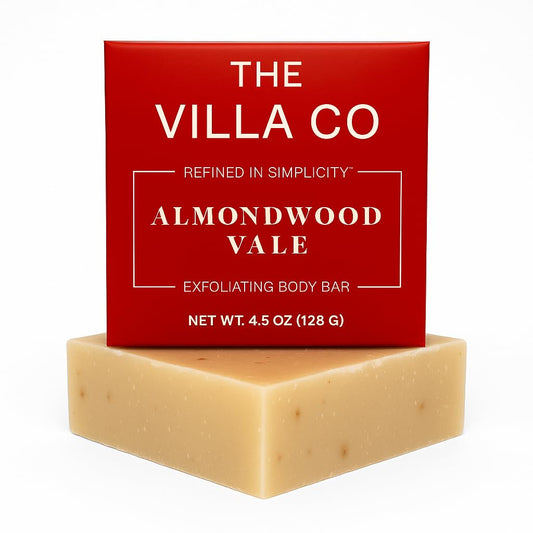 The Villa Co - Almondwood Vale | 4.5oz Exfoliating Body Bar for Women & Men | Artisan Made in USA | Natural Ingredients