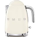 SMEG 50's Retro Style 7 Cup Electric Water Kettle with Automatic Shutoff, Removable Base, and Water Indicator, KLF03CRUS, Cream