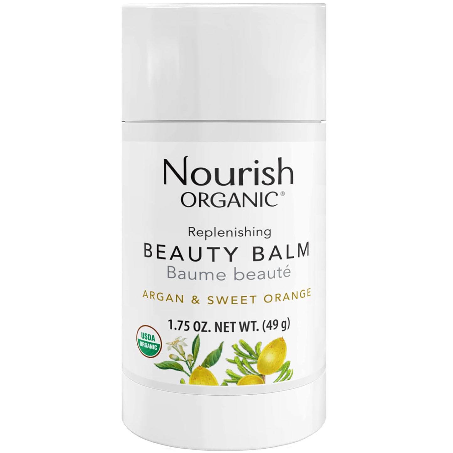 Nourish Organic Beauty Balm, Argan & Sweet Orange - Face, Lip, Hand & Body Moisturizer with Organic Coconut Oil, Shea, Cocoa Butter, 1.75 Oz +
