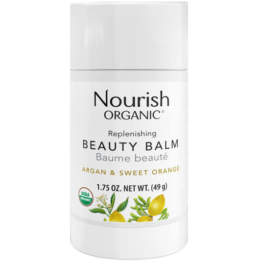 Nourish Organic Beauty Balm, Argan & Sweet Orange - Face, Lip, Hand & Body Moisturizer with Organic Coconut Oil, Shea, Cocoa Butter, 1.75 Oz +