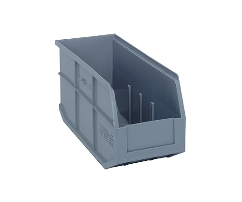 Quantum Storage K-SSB441GY-5 5-Pack Stackable Plastic Shelf Bin, 14" x 6" x 7", Gray