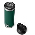 YETI Rambler 18 oz Bottle, Vacuum Insulated, Leakproof, Stainless Steel with Chug Cap, Black Forest Green