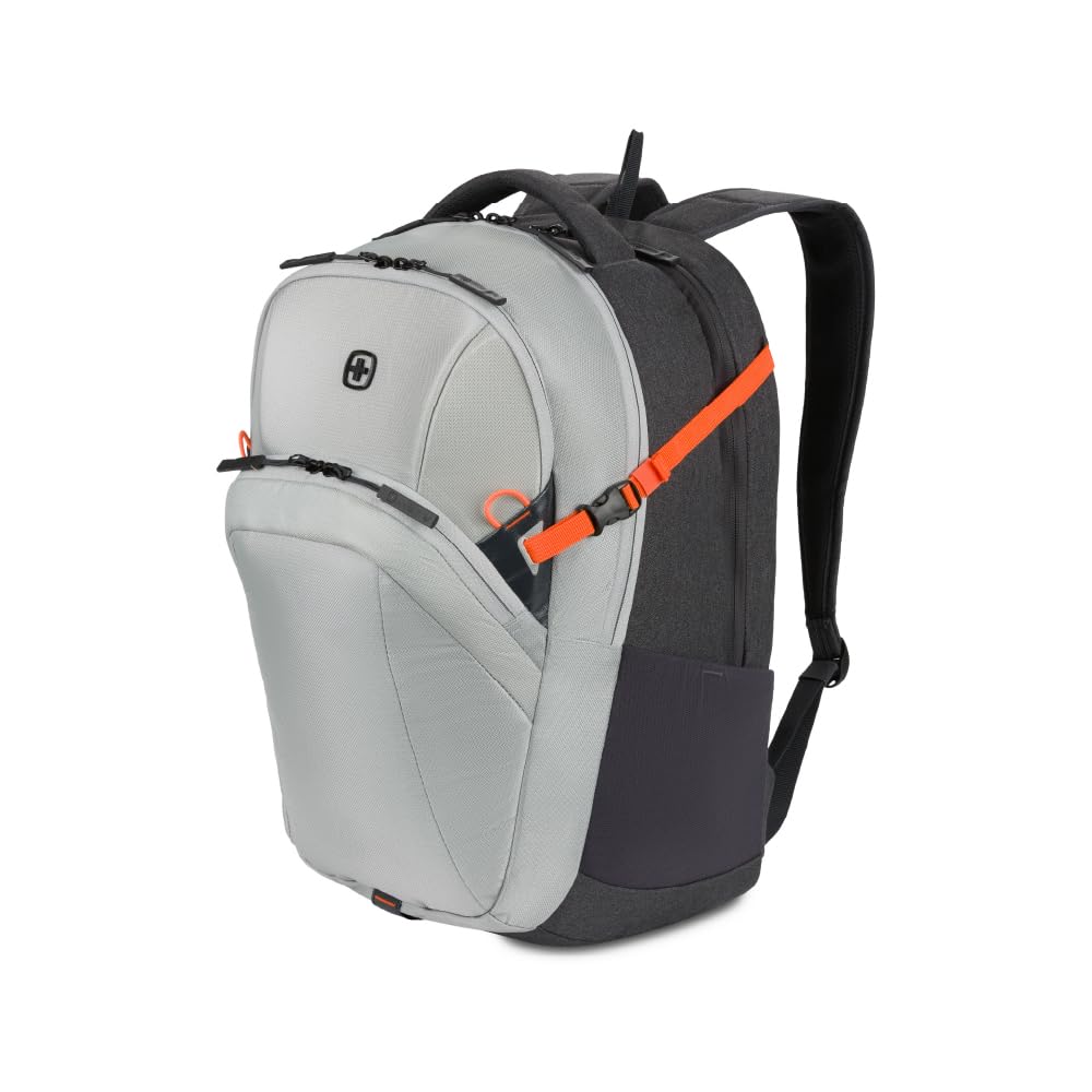 SwissGear UrbanPro Laptop Backpack, Laptop Bag Fits Most 16-Inch Laptops, Commuter Friendly Trolley Sleeve, Ideal for Work, Travel or School - Light Grey/Charcoal (18.5-Inch)