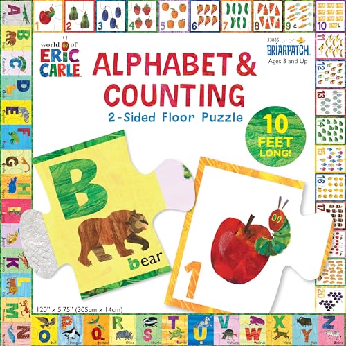 Briarpatch, The World of Eric Carle ABC 123 2-Sided Floor Puzzle, Based On Very Hungry Caterpillar Board Book, Preschool Learning for Kids