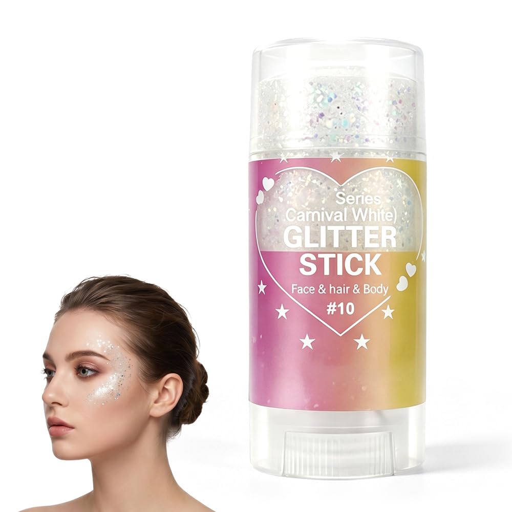 4th of July Glitter Stick, Patriotic Red White and Blue Face Hair Body Glitter Stick, 4th of July Outfits for Women Men, Sparkling Glitter Makeup