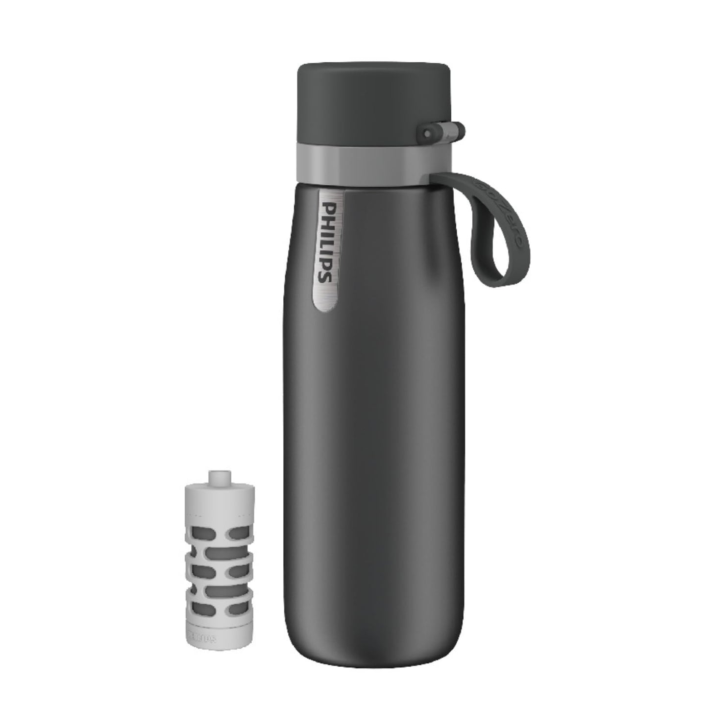PHILIPS Water Bottle with Filter, Filter Water Bottle Stainless Steel with GoZero Everyday BPA-Free Tap Water Filter, Water Filter Bottle Keep Drink
