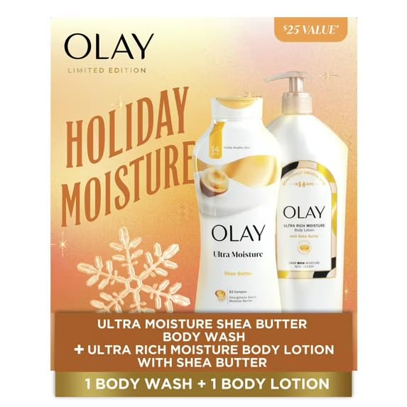 Olay Holiday Moisture Gift Pack - Ultra Moisture Body Wash & Ultra Rich Moisture Lotion with Shea Butter