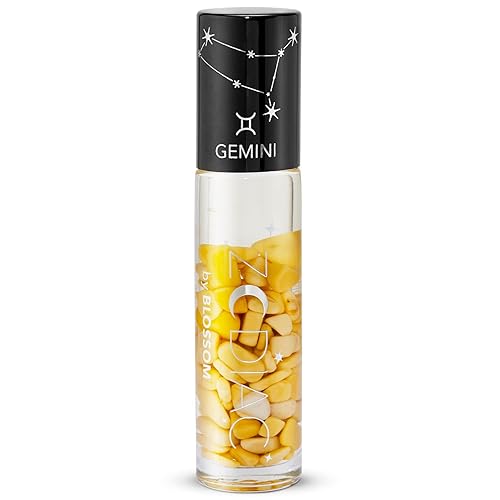 Blossom Lip Gloss Zodiac Sign Vanilla Scented Roll-On Lip Gloss, Moisturizing + Hydrating with Zodiac Crystals, Made in USA, 0.20oz, Gemini