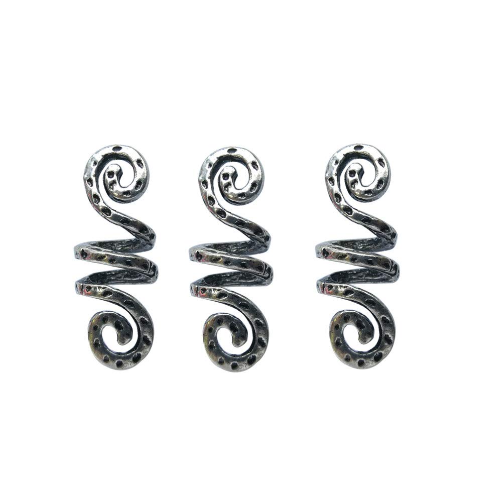 LQQQL Vikings Spiral Hair Beads Rings - Dreadlock Accessories, Norse Hair Coils & Pendants for Braids, Beards, Bracelets DIY (3 Small pcs)