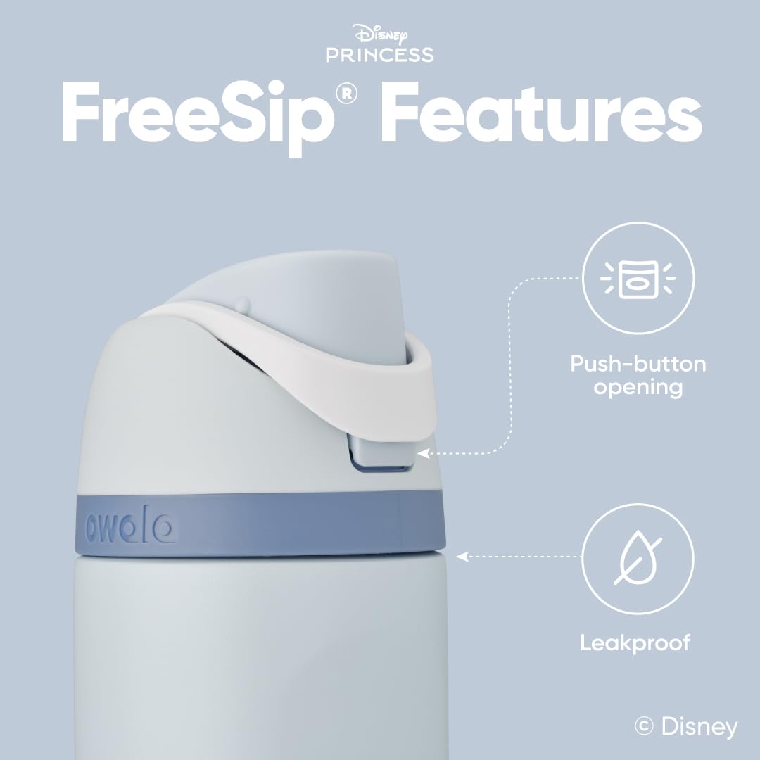 Owala Disney Princess FreeSip Insulated Stainless Steel Water Bottle with Straw for Sports and Travel, BPA-Free Sports Water Bottle, 24 oz, Cinderella