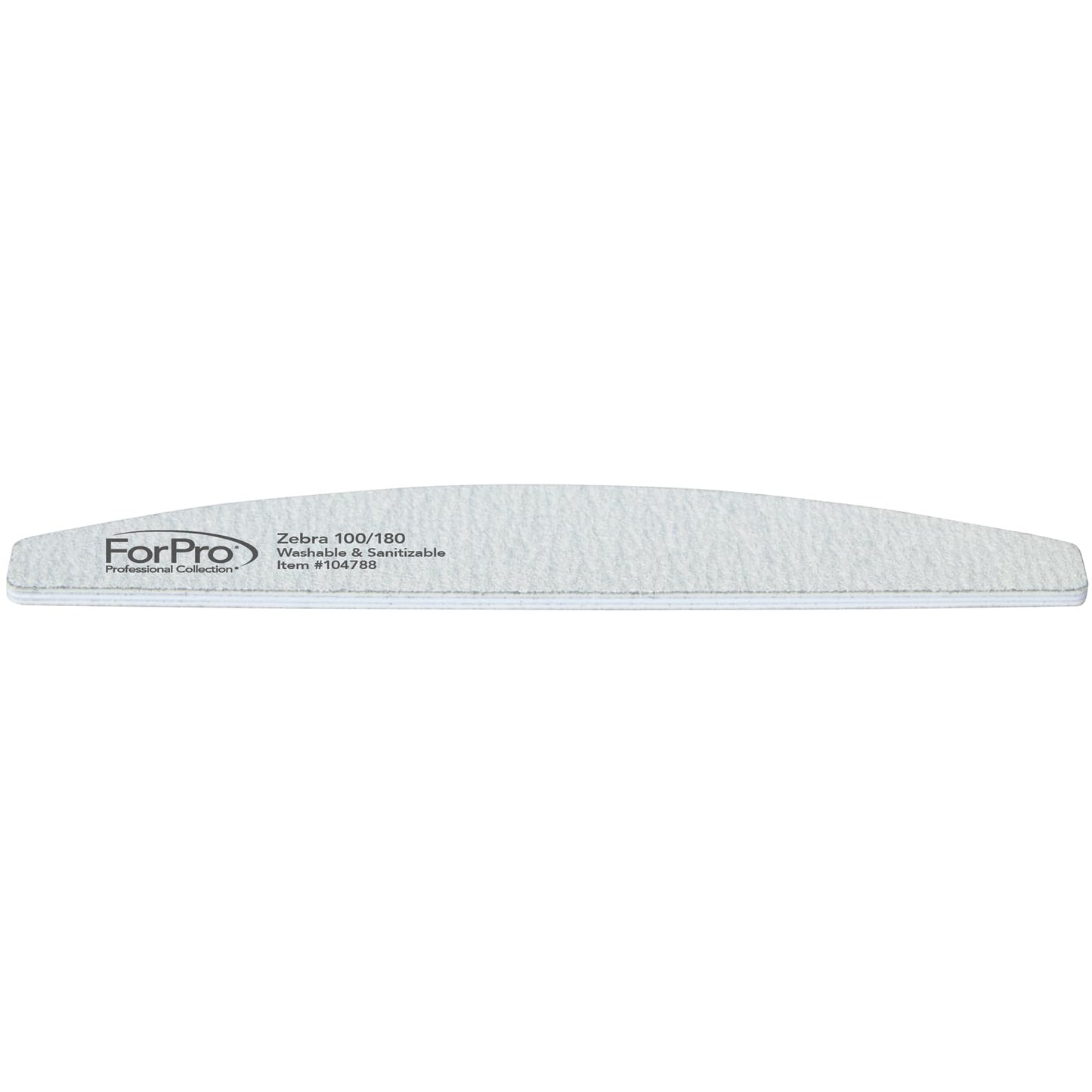 ForPro Professional Collection Half Moon Foam Boards, Zebra, 100/180 Grit, Double-Sided Manicure and Pedicure Nail Files, 7” L x 1.1” W, 12-Count