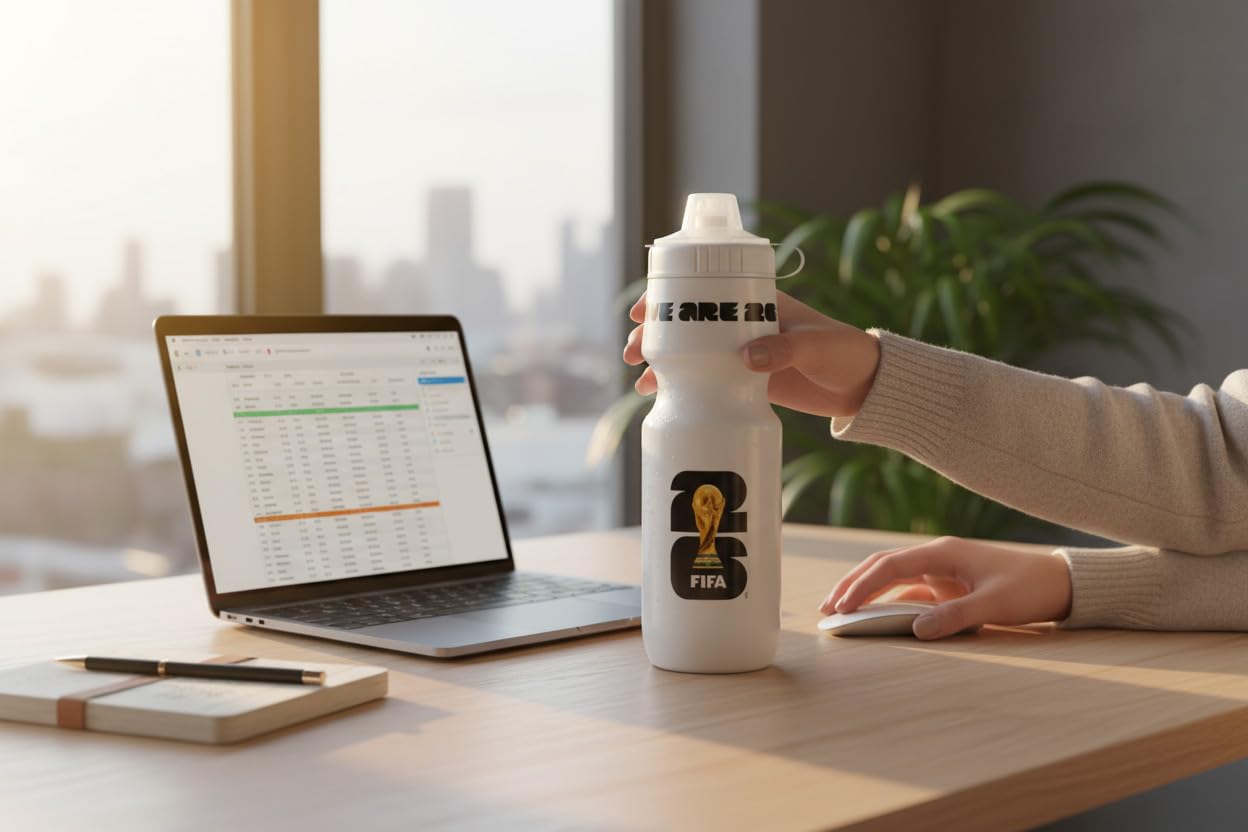 Official 2026 FIFA World Cup 24oz Refillable Squeeze Water Bottle - BPA-Free, Reusable, Dishwasher Safe with Pull-Top Cap - Designed for Everyday Use