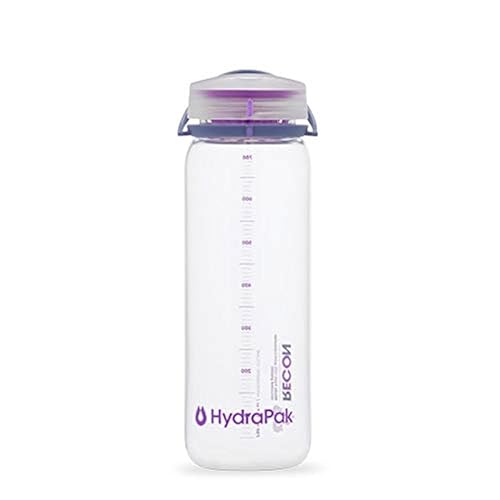 HydraPak Recon Twist & Sip - Wide Mouth Recycled Plastic Water Bottle (24oz or 32oz) - Eco Friendly, BPA Free, Easy Carry, 24oz/750ml, Clear/Iris…