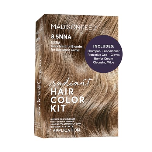 Madison Reed Radiant Hair Color Kit - 8.5NNA Dark Neutral Blonde (Lusia Blonde), Permanent Hair Dye for Resistant Grays, 100% Gray Coverage | PPD-Free