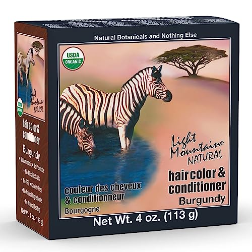 Light Mountain Henna Hair Color & Conditioner - Burgundy Hair Dye for Men/Women, Organic Henna Leaf Powder and Botanicals, Chemical-Free