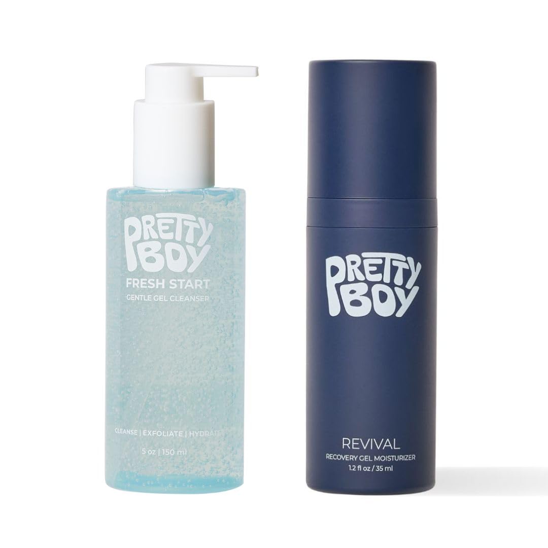 Prettyboy Face Revival Gel Moisturizer For Men & Fresh Start Gentle Face Cleanser Bundle, Hydrating Cream & Cleanser That Refreshes Dry Skin Beauty and Personal Care Prettyboy Default Title