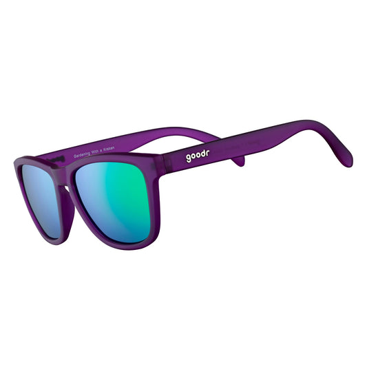 goodr Gardening with a Kraken Polarized Sunglasses, Medium Sized (OG), Dark Purple Translucent Lens with Light Green Mirrored Reflective Lens, UV400