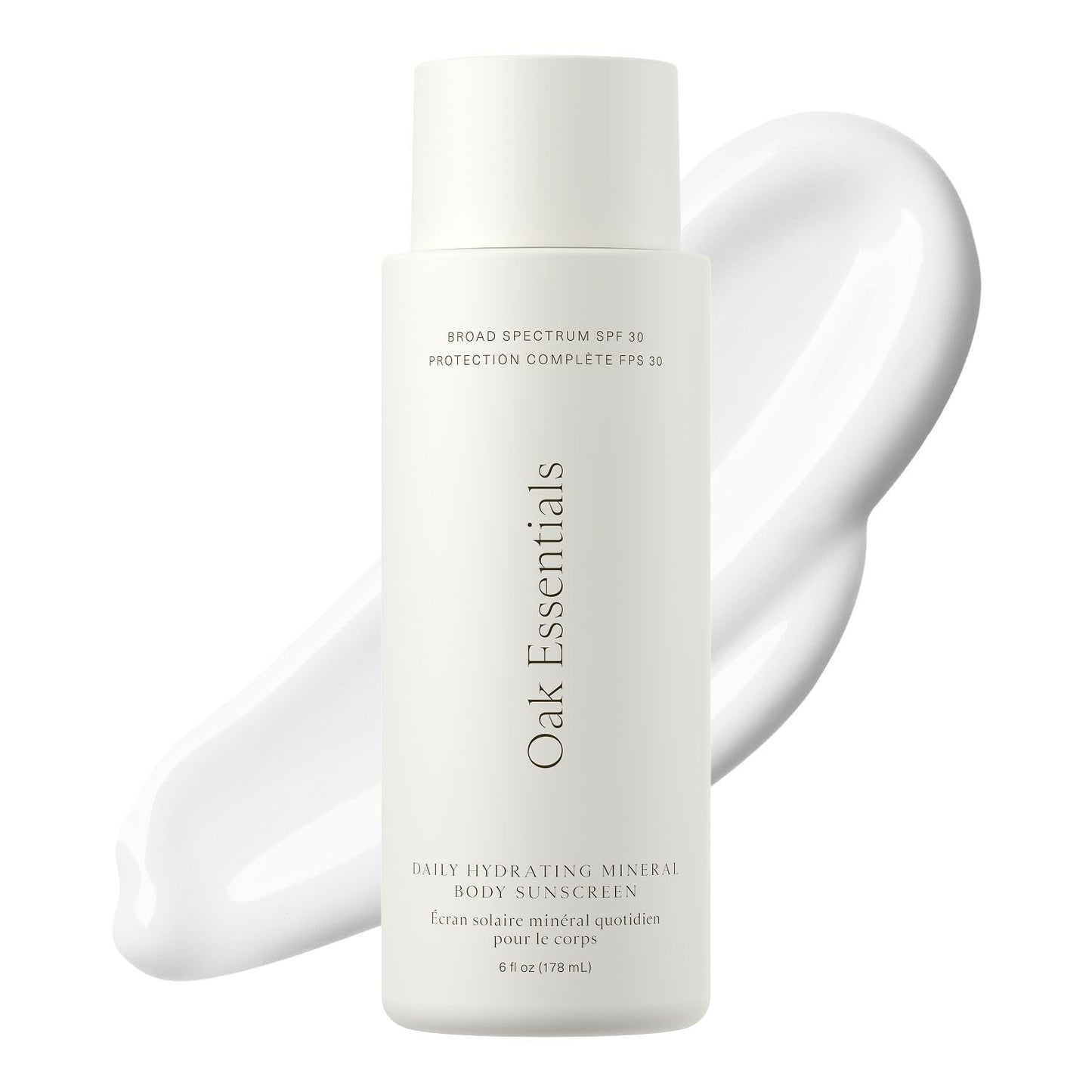 Oak Essentials Daily Hydrating Mineral Body Sunscreen SPF 30, Broad Spectrum 11% Non-Nano Zinc Oxide Sunblock, Lightweight Mineral Sunscreen for Dry