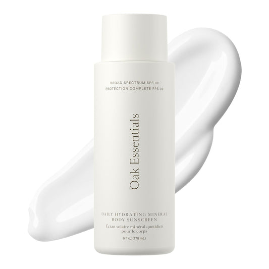 Oak Essentials Daily Hydrating Mineral Body Sunscreen SPF 30, Broad Spectrum 11% Non-Nano Zinc Oxide Sunblock, Lightweight Mineral Sunscreen for Dry Beauty & Personal Care Oak Essentials