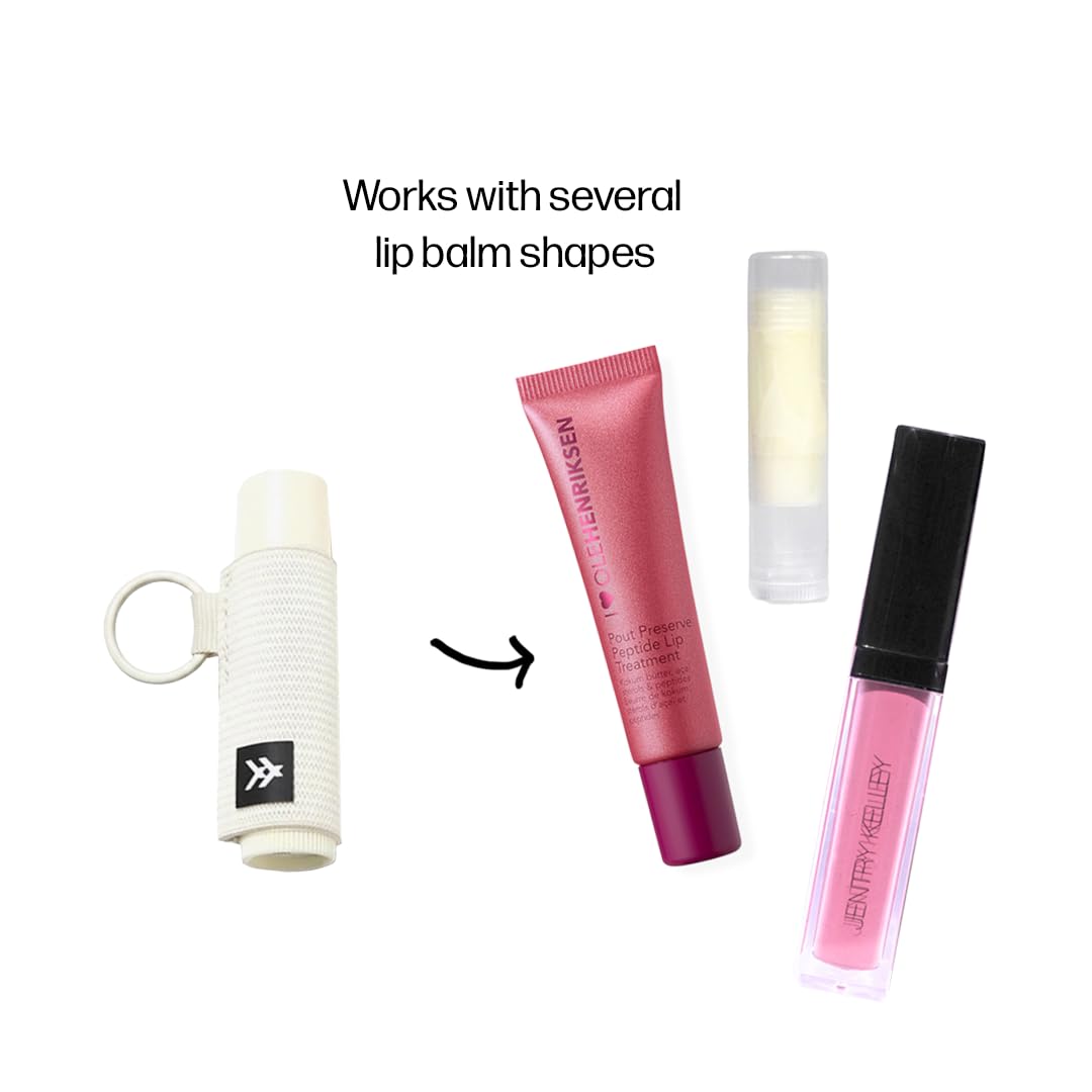 Thread Wallets Elastic Chapstick and Lip Gloss Holder Keychain (Off-white)