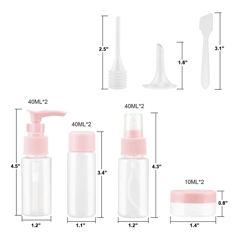 Vitog Travel Bottles Kit, TSA Approved Leak Proof Portable Toiletry Containers Set, Clear PET Flight Size Cosmetic Containers for Lotion, Shampoo
