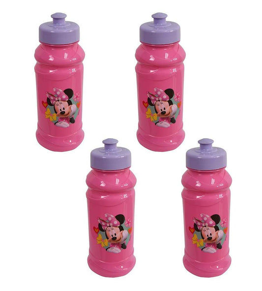 Disney 4-Pack Minnie Mouse Bowtique 16oz Pull-Top Squirt Water Bottles, Purple/Pink, BPA-Free