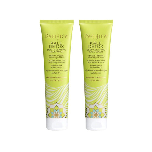 Pacifica Beauty Kale Detox Deep Cleaning Daily Face Wash + Cleanser, Coconut Water + Aloe Vera, For Oily and Blemish Prone Skin, 2 Pack, Sulfate