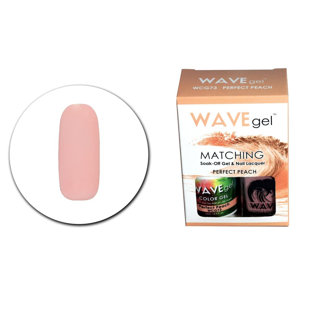 WAVEGEL Soak-0ff Gel & Nail Lacquer Matching Duo Set - Perfect Peach - WCG73-73 I 0.5 Oz Beauty & Personal Care WAVE gel