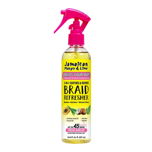 Jamaican Mango & Lime Braids Your Way 6-in-1 Braid Refresher Spray - Scalp Mist for Braids, Locs & Twists - Anti-Itch, Odor Eliminator & Shine Spray