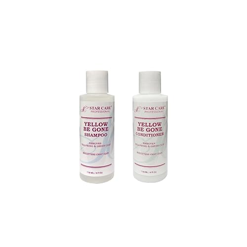 STAR CARE Yellow Be Gone Shampoo & Conditioner Set 4oz Each Clarifying Toning Duo for Blonde Gray Bleached Highlighted Hair Neutralizes Brass Restores