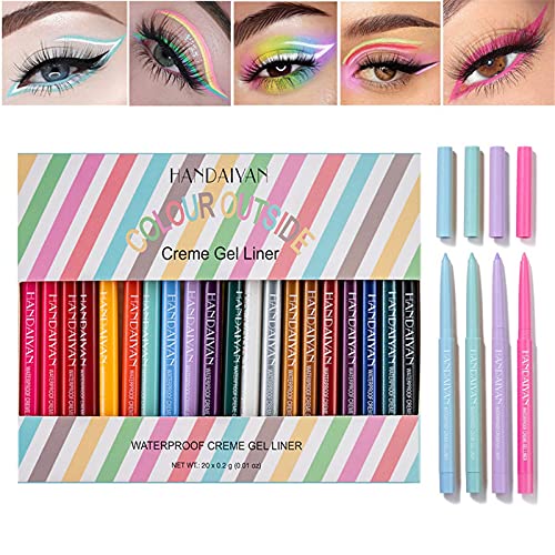 BONNIE CHOICE 20 PCS Colored Eyeliners Pencil Set, 20 Colors Waterproof Long Lasting Retractable Matte Colorful Eyeliner Milti-Functional Eyeliner