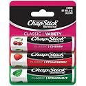 ChapStick Classic Spearmint, Cherry and Strawberry Lip Balm Tubes Variety Pack - 3 x 0.15 Oz (Pack of 12)