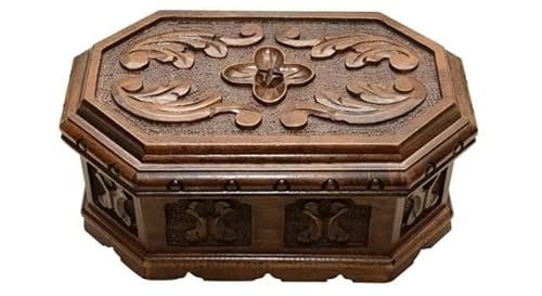 Tubibu Walnut Treasure Secret Magic Box Hand Made Unique Jewelry Box with Hidden Button