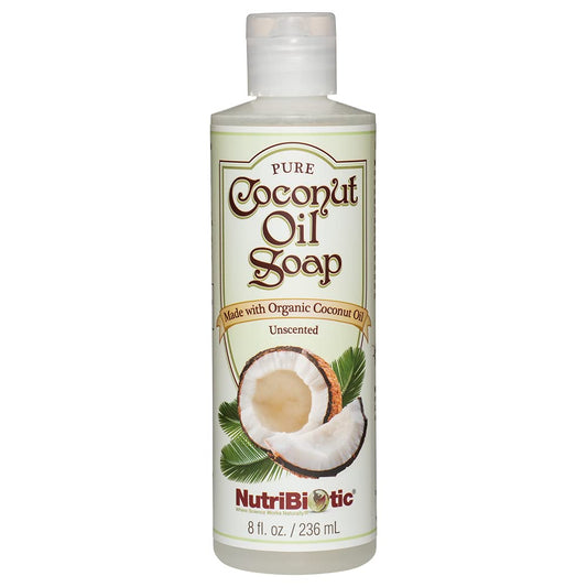 NutriBiotic - Pure Coconut Oil Soap, Unscented 8 Oz | Certified Organic, Unrefined, Biodegradable | Vegan & Made without GMOs, Gluten, Parabens or