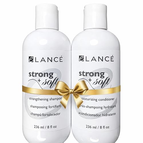 Hair Growth & Repair Shampoo and Conditioner Set with Rosemary, Minoxidil, Biotin, Argan & Keratin - eLANCÉ Strong + Soft - Anti Hair Loss, Frizz