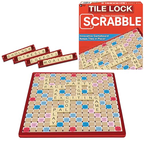 Tile Lock Scrabble by Winning Moves Games USA, Innovative Gameboard "Locks" Tiles In Place, for 2 to 4 Players, Ages 8 and Up