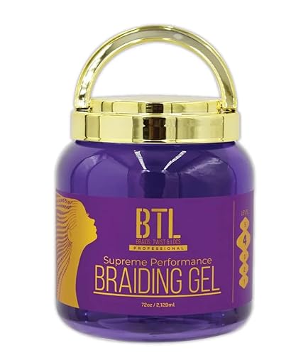 BTL Braiding Gel Supreme 72 Oz Bulk Super Size Jar - Ultimate Hair Styling Solution for Braids, Locs & Twists | Long-Lasting Strong Hold | Non-Greasy